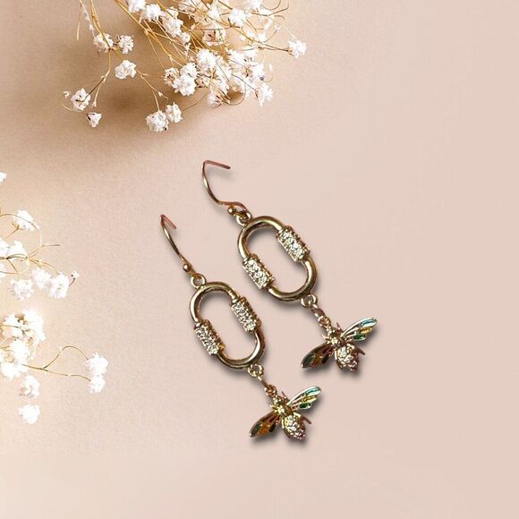 Gold Filled Paper Clip Bee Earrings Gold Filled Ear Wires - Picture 6 of 8